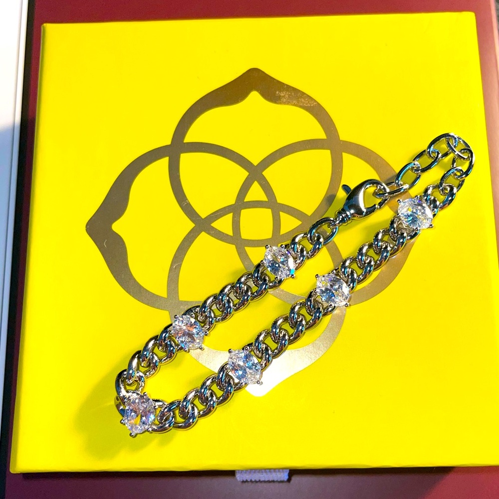 Kendra Scott Bracelet Cailin Silver Crystal Chain Bracelet in White Crystal